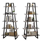 Étagère en métal 72", 5 niveaux, étagère échelle ouverte avec étagères réglables, bibliothèque industrielle pour le rangement à domicile, salon, chambre, bureau