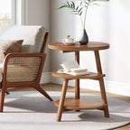 Tribesigns Table d'appoint ronde à 3 niveaux, Table d'appoint de 50 cm de large, Petite table de chevet ronde pour salon, chambre et côté de canapé, Marron