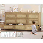 Commode à 9 tiroirs pour chambre à coucher, commodes de 160 cm de long et commode en rotin, style bohème, commode moderne pour salon, entrée, chambre à coucher