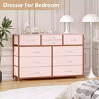 Commode à 10 tiroirs en tissu pour chambre, Commode de rangement moderne