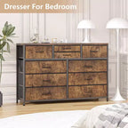 Commode à 10 tiroirs en tissu pour chambre, Commode de rangement moderne