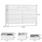 Commode à 10 tiroirs en tissu pour chambre, Commode de rangement moderne