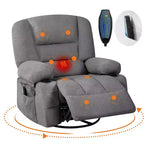 Fauteuils inclinables à bascule, fauteuil inclinable de massage avec vibration et chaleur, fauteuil inclinable à bascule pivotant à 360° avec poches latérales et porte-gobelets