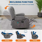 Fauteuils inclinables à bascule, fauteuil inclinable de massage avec vibration et chaleur, fauteuil inclinable à bascule pivotant à 360° avec poches latérales et porte-gobelets