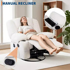 Fauteuils inclinables à bascule, fauteuil inclinable de massage avec vibration et chaleur, fauteuil inclinable à bascule pivotant à 360° avec poches latérales et porte-gobelets