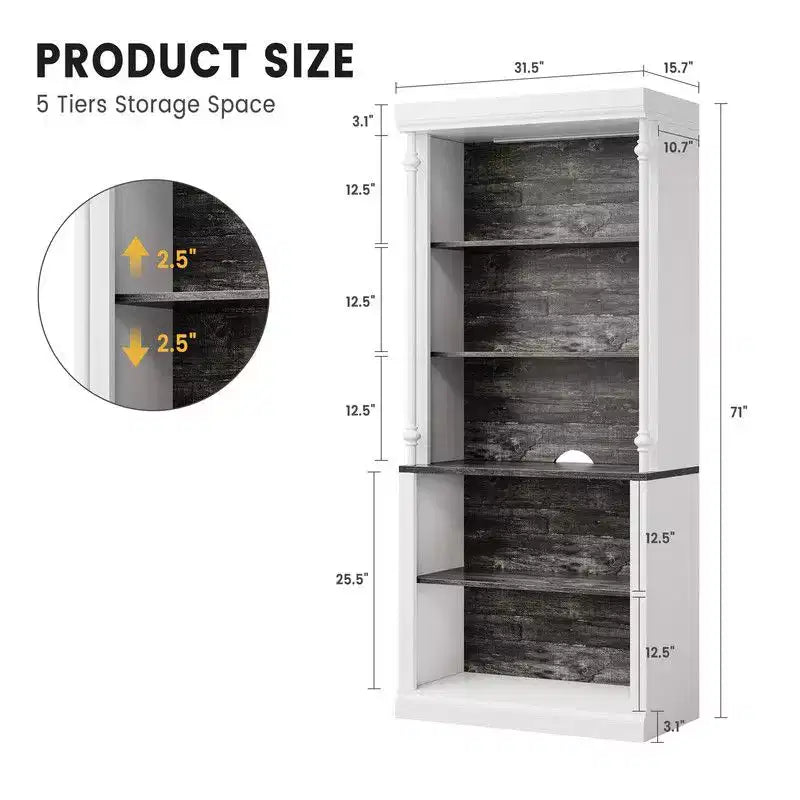 Étagère Coolmee avec étagères réglables, Vitrine à 5 niveaux avec lumières LED, Vitrine autoportante pour objets de collection Chambre Salon