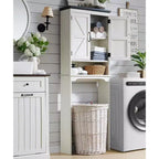 SinCiDo 67 Meuble de Rangement WC, Meuble de Salle de Bain de Ferme avec Étagère Réglable et Porte