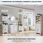SinCiDo 67 Meuble de Rangement WC, Meuble de Salle de Bain de Ferme avec Étagère Réglable et Porte