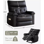 Fauteuil inclinable manuel en cuir PU, fauteuil à bascule pivotant à 306 degrés avec poches latérales, fauteuil inclinable moderne pour une personne, beige