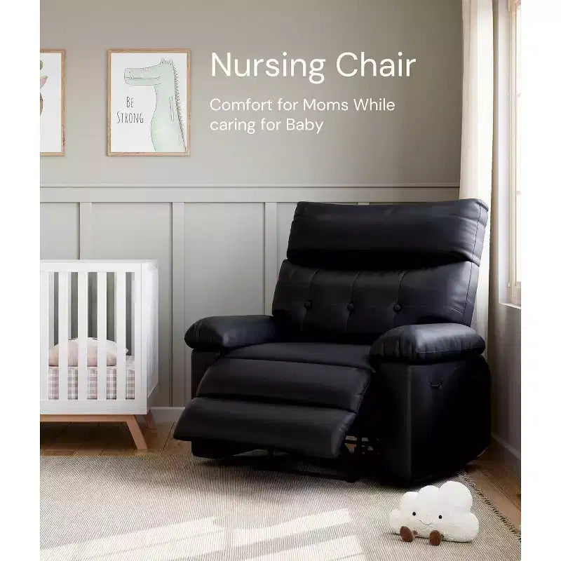 Fauteuil inclinable manuel en cuir PU, fauteuil à bascule pivotant à 306 degrés avec poches latérales, fauteuil inclinable moderne pour une personne, beige