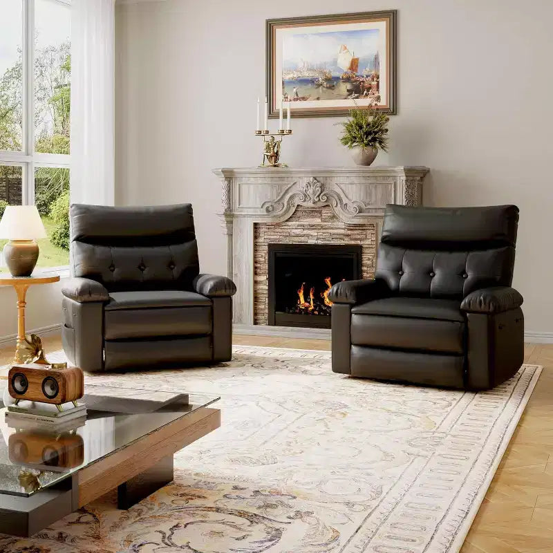 Fauteuil inclinable manuel en cuir PU, fauteuil à bascule pivotant à 306 degrés avec poches latérales, fauteuil inclinable moderne pour une personne, beige