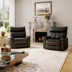 Fauteuil inclinable manuel en cuir PU, fauteuil à bascule pivotant à 306 degrés avec poches latérales, fauteuil inclinable moderne pour une personne, beige