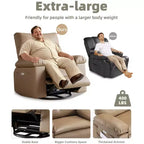 Fauteuil inclinable manuel en cuir PU, fauteuil à bascule pivotant à 306 degrés avec poches latérales, fauteuil inclinable moderne pour une personne, beige