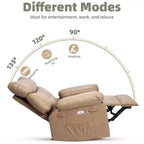 Fauteuil inclinable manuel en cuir PU, fauteuil à bascule pivotant à 306 degrés avec poches latérales, fauteuil inclinable moderne pour une personne, beige