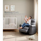 Fauteuil inclinable manuel en cuir PU, fauteuil à bascule pivotant à 306 degrés avec poches latérales, fauteuil inclinable moderne pour une personne, beige