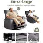 Fauteuil inclinable manuel en cuir PU, fauteuil à bascule pivotant à 306 degrés avec poches latérales, fauteuil inclinable moderne pour une personne, beige