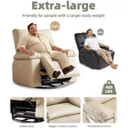Fauteuil inclinable manuel en cuir PU, fauteuil à bascule pivotant à 306 degrés avec poches latérales, fauteuil inclinable moderne pour une personne, beige