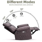 Fauteuil inclinable manuel en cuir PU, fauteuil à bascule pivotant à 306 degrés avec poches latérales, fauteuil inclinable moderne pour une personne, beige