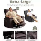 Fauteuil inclinable manuel en cuir PU, fauteuil à bascule pivotant à 306 degrés avec poches latérales, fauteuil inclinable moderne pour une personne, beige