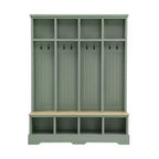Porte-manteau mural Whisen avec 8 crochets, banc d'entrée avec compartiments ouverts, portemanteau et étagère à chaussures 3-en-1 en bois