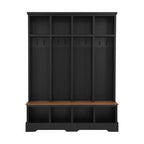 Porte-manteau mural Whisen avec 8 crochets, banc d'entrée avec compartiments ouverts, portemanteau et étagère à chaussures 3-en-1 en bois