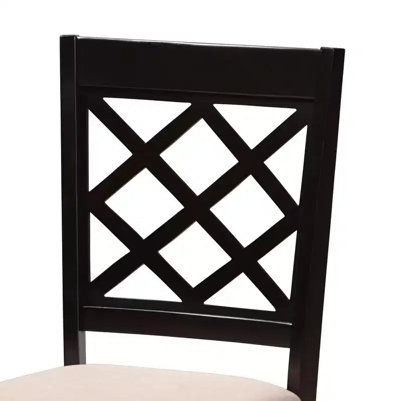 Ensemble de salle à manger 5 pièces Baxton Studio Selby en tissu sable moderne et bois marron foncé