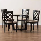Ensemble de salle à manger 5 pièces Baxton Studio Selby en tissu sable moderne et bois marron foncé