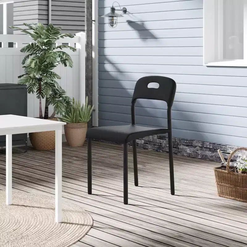 Chaises de salle à manger empilables en plastique avec pieds en métal pour salle de conférence, bureau, table de salle à manger, montage facile, résistant aux taches, utilisation intérieure et extérieure