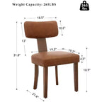 Lot de 2 chaises de salle à manger avec cadre en bois massif et revêtement en cuir, capacité de poids de 120 kg, facile à nettoyer pour la salle à manger