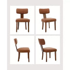 Lot de 2 chaises de salle à manger avec cadre en bois massif et revêtement en cuir, capacité de poids de 120 kg, facile à nettoyer pour la salle à manger