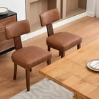 Lot de 2 chaises de salle à manger avec cadre en bois massif et revêtement en cuir, capacité de poids de 120 kg, facile à nettoyer pour la salle à manger