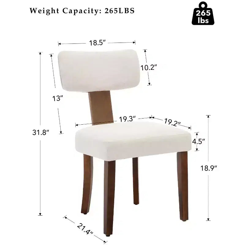 Lot de 2 chaises de salle à manger avec cadre en bois massif et revêtement en cuir, capacité de poids de 120 kg, facile à nettoyer pour la salle à manger