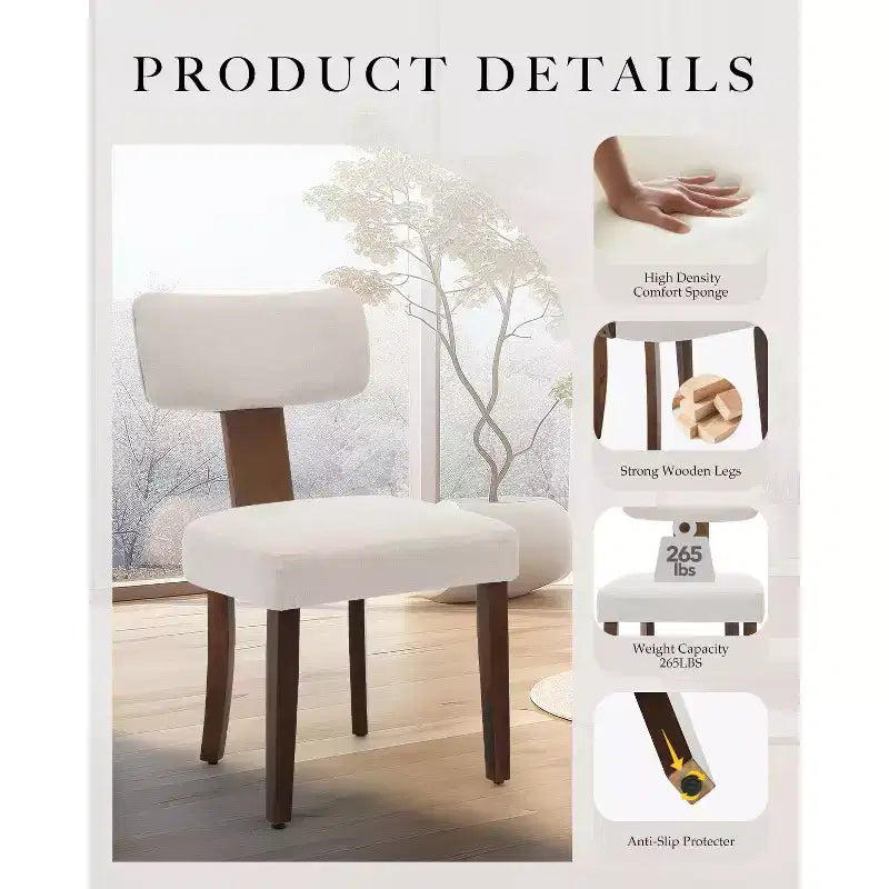Lot de 2 chaises de salle à manger avec cadre en bois massif et revêtement en cuir, capacité de poids de 120 kg, facile à nettoyer pour la salle à manger