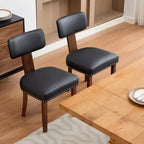 Lot de 2 chaises de salle à manger avec cadre en bois massif et revêtement en cuir, capacité de poids de 120 kg, facile à nettoyer pour la salle à manger