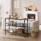 Console industrielle 43" à 3 niveaux, table d'entrée étroite et table de canapé avec étagères, design peu encombrant pour couloir, salon, petits espaces