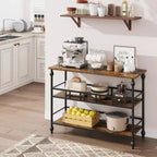 Console industrielle 43" à 3 niveaux, table d'entrée étroite et table de canapé avec étagères, design peu encombrant pour couloir, salon, petits espaces