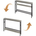 Table console Slim 5.9, table console étroite à 2 niveaux avec étagère réglable, design peu encombrant pour le salon, l'entrée, le couloir et le foyer