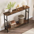 Table console Slim 5.9, table console étroite à 2 niveaux avec étagère réglable, design peu encombrant pour le salon, l'entrée, le couloir et le foyer