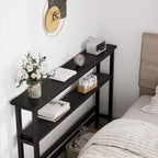 Table console Slim 5.9, table console étroite à 2 niveaux avec étagère réglable, design peu encombrant pour le salon, l'entrée, le couloir et le foyer