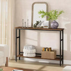 Table console Slim 5.9, table console étroite à 2 niveaux avec étagère réglable, design peu encombrant pour le salon, l'entrée, le couloir et le foyer