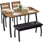 Ensemble de salle à manger 5 pièces en bois, banc rembourré et 2 chaises, ensemble de dînette peu encombrant pour studio, cuisine, salle à manger