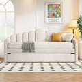 Bellemave Twin Size daybed with Trundle for Adults, Kids, Girls, Teens, daybeds with Trundle for Living Room, Velvet,Beige