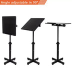VINGLI Pupitre classique, support de podium, podium mobile réglable en hauteur, plateau de table polyvalent pour discours, conférences, bureau pour ordinateur portable avec butée de bord, noir