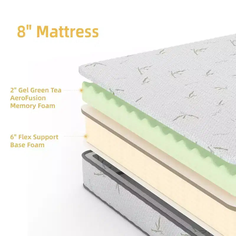 Matelas SUGIFT en mousse à mémoire de forme 8" en boîte avec gel rafraîchissant, soutien mi-ferme et certifié CertiPUR