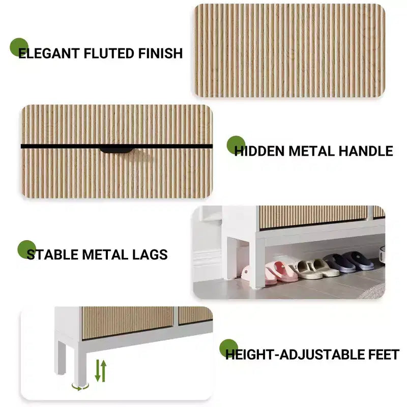 Meuble à chaussures TruAIR à 4 tiroirs - Organisateur d'entrée étroit autoportant avec pieds en métal pour couloir/vestibule