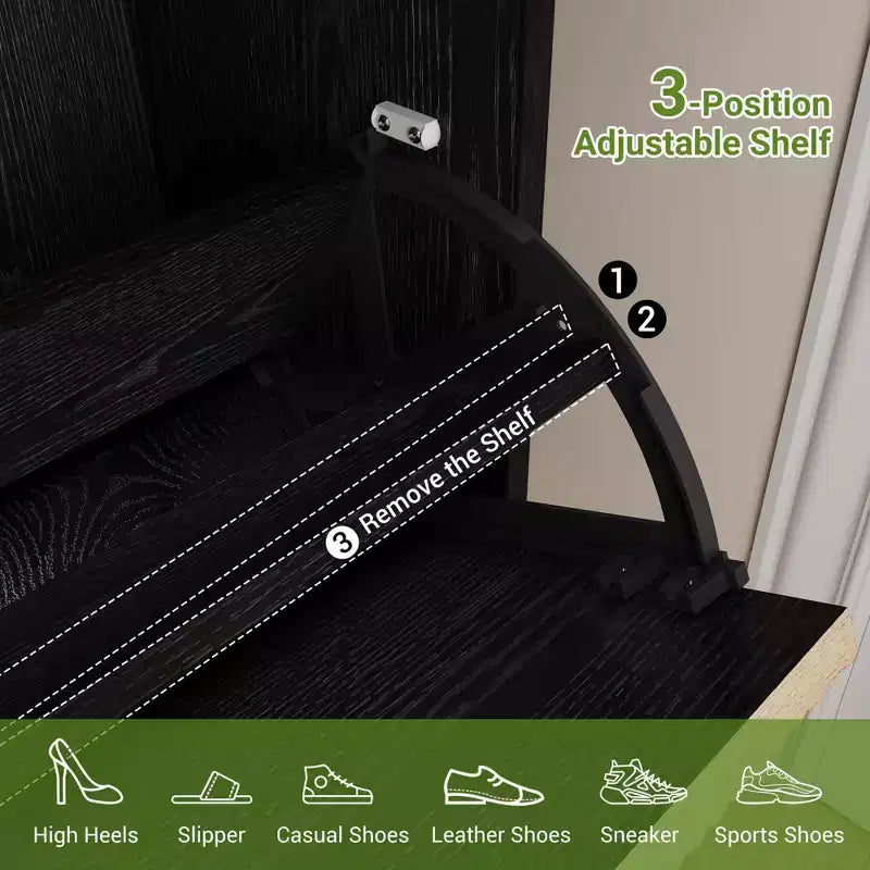 Meuble à chaussures TruAIR à 4 tiroirs - Organisateur d'entrée étroit autoportant avec pieds en métal pour couloir/vestibule