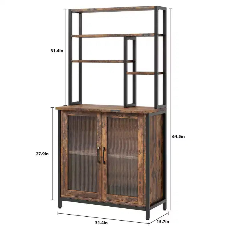 64,5 Meuble de rangement avec support micro-ondes à 5 niveaux Grand chariot de cuisine à étagères support de cafetière