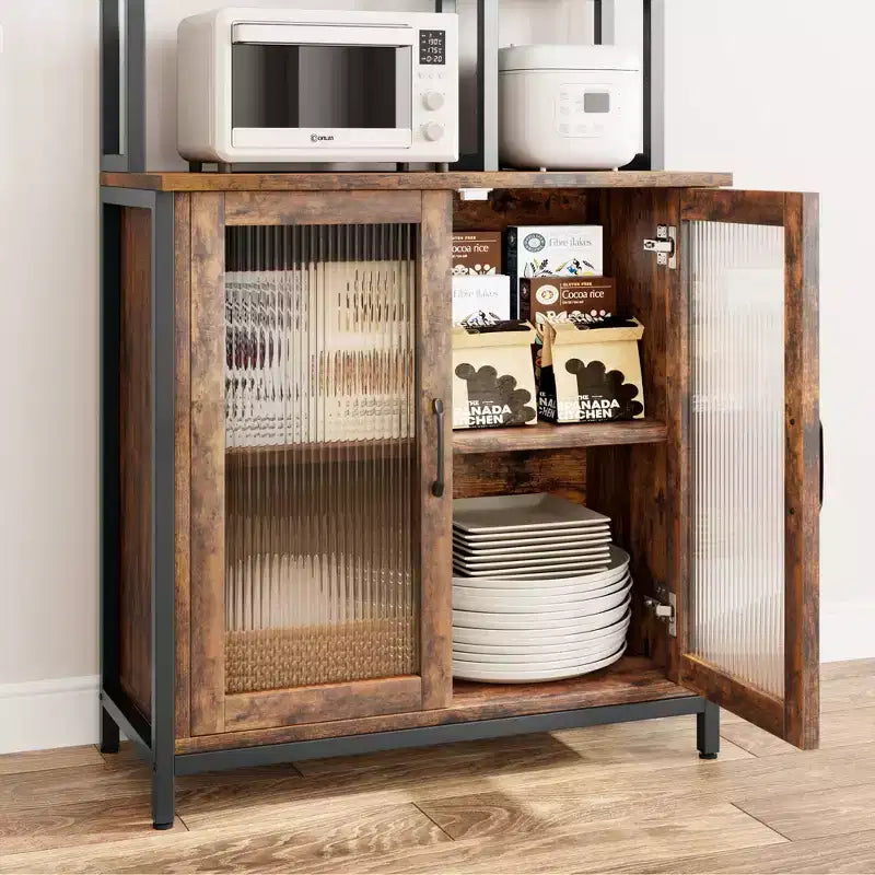 64,5 Meuble de rangement avec support micro-ondes à 5 niveaux Grand chariot de cuisine à étagères support de cafetière