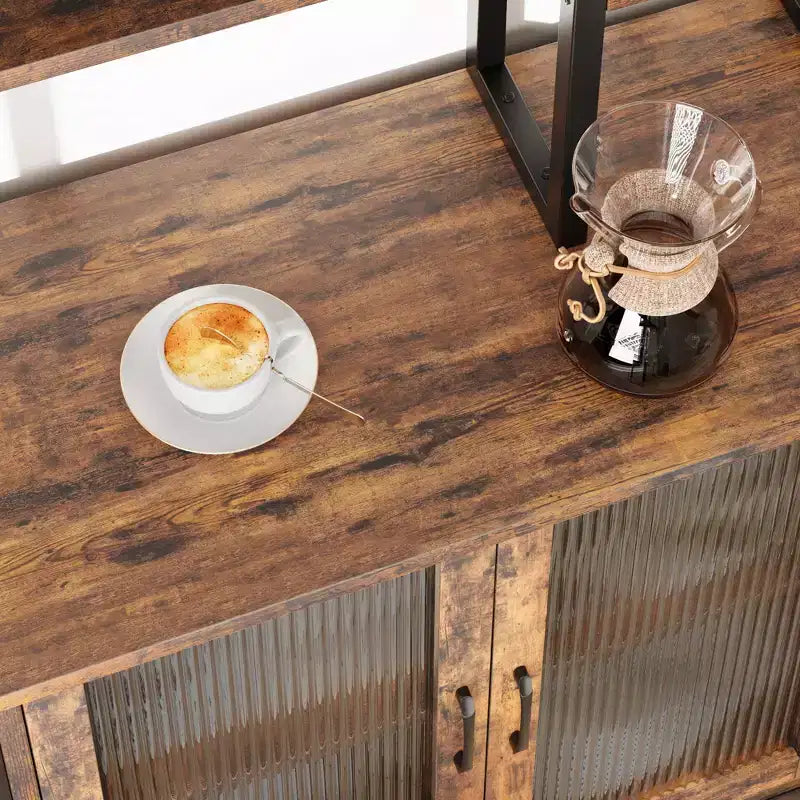 64,5 Meuble de rangement avec support micro-ondes à 5 niveaux Grand chariot de cuisine à étagères support de cafetière