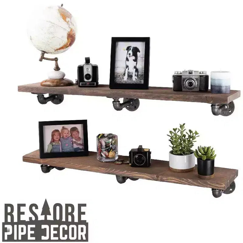 RESTORE Tablettes couleur « Driftwood Tan » de 36 po avec consoles en L par Pipe Decor